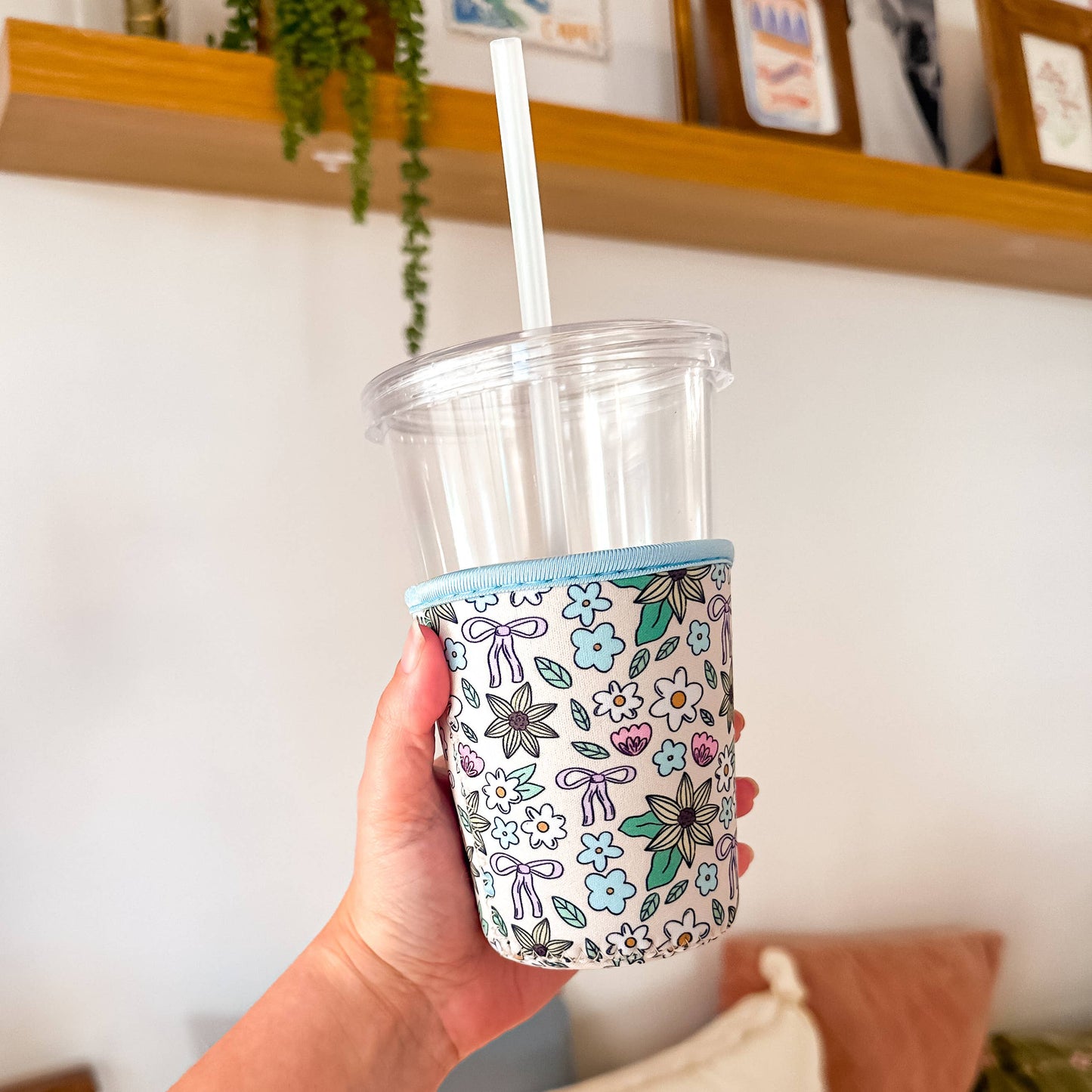 Oak Shore Collective LLC - Floral Bows | Iced Coffee Sleeve - The Secret Garden Bookery