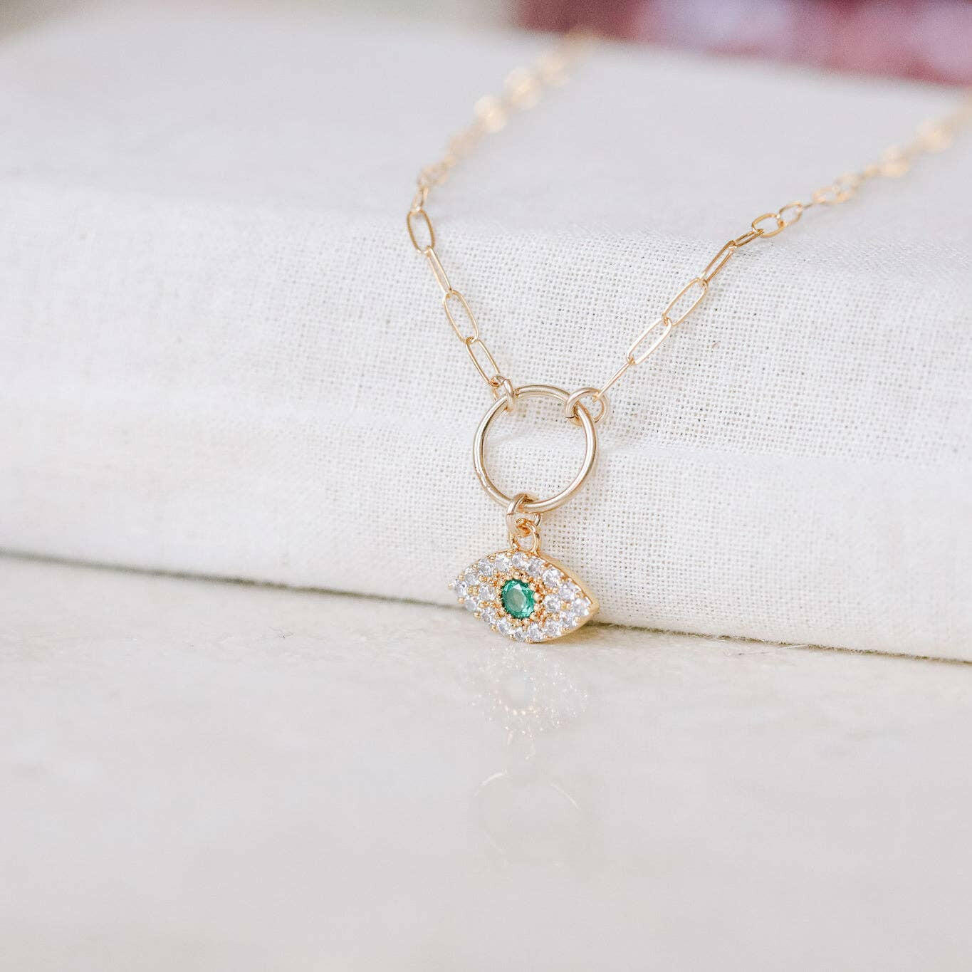 The Gilded Witch - All Eyes on You Necklace: Evil Eye Crystal Charm - The Secret Garden Bookery