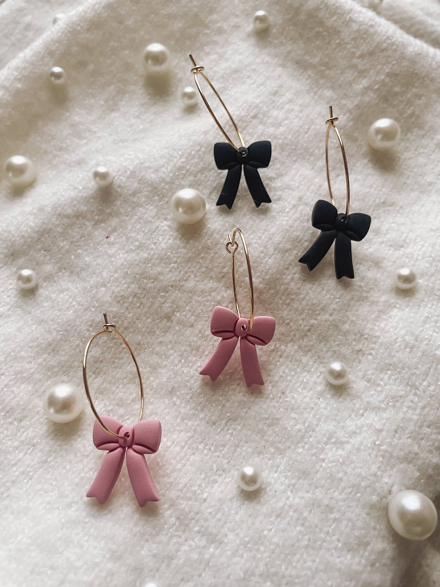 Placed by Grace - Black Bow Hoop Earrings