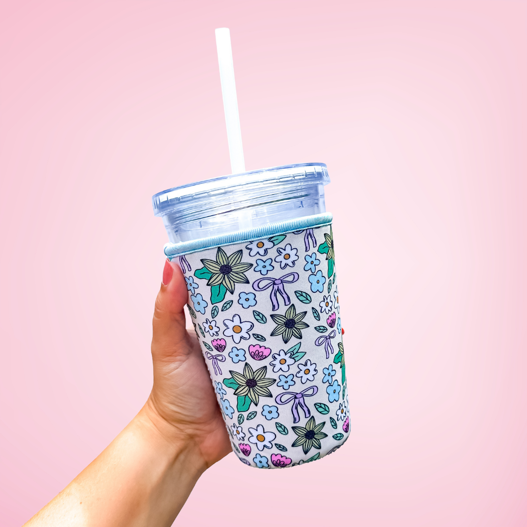 Oak Shore Collective LLC - Floral Bows | Iced Coffee Sleeve - The Secret Garden Bookery