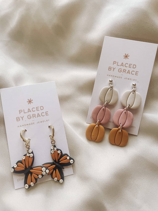 Placed by Grace - Monarch Butterfly Earrings I Butterfly Earrings I Fall - The Secret Garden Bookery