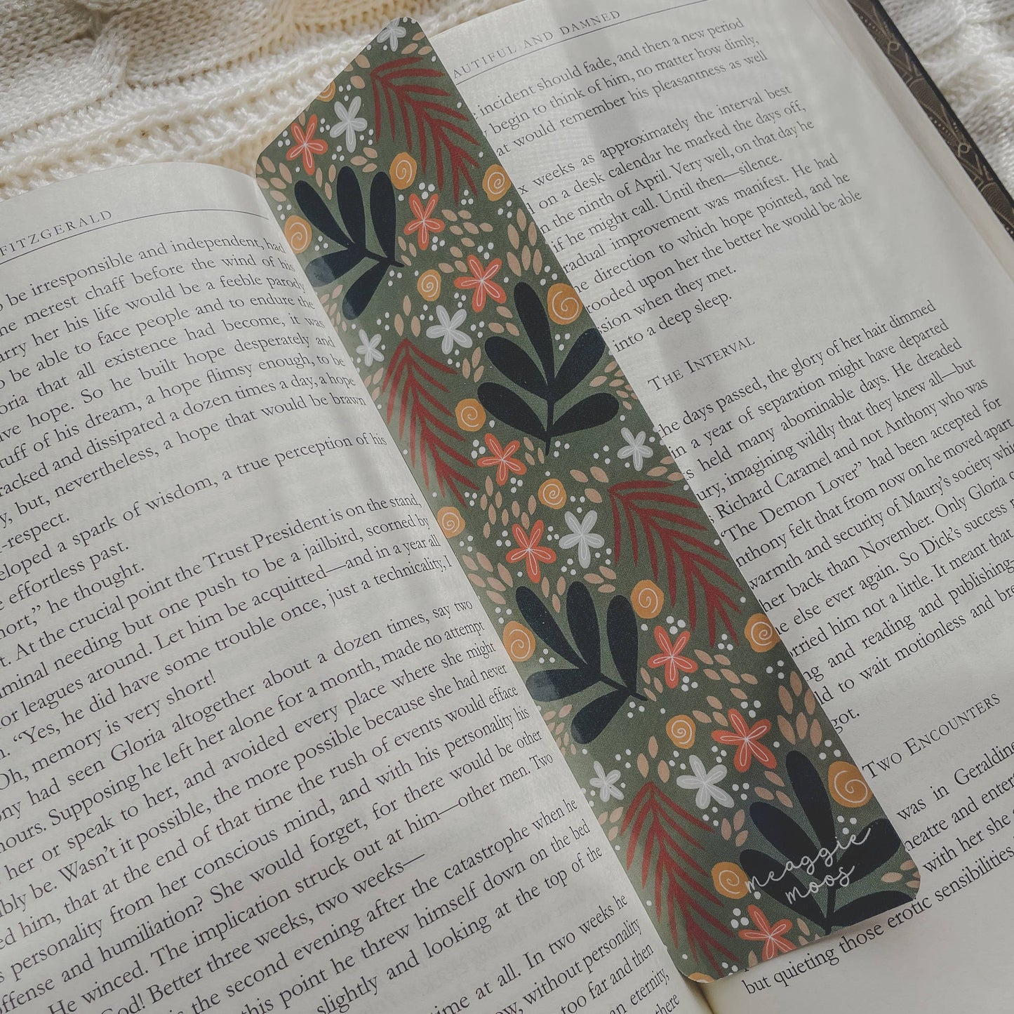 Meaggie Moos - Dark Florals Hand Drawn Bookmark 2x8 | Glossy - The Secret Garden Bookery