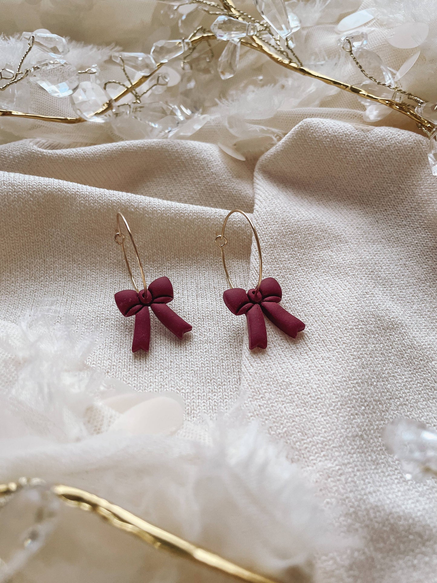 Placed by Grace - Red Bow Hoop Earrings, Christmas Earrings, Christmas Gifts