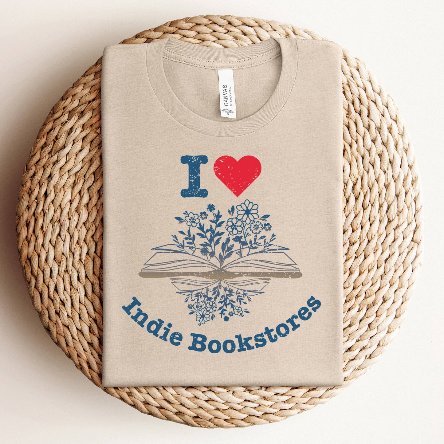 The Obstinate Octopus - "I Love Indie Bookstores" Floral Tee - The Secret Garden Bookery