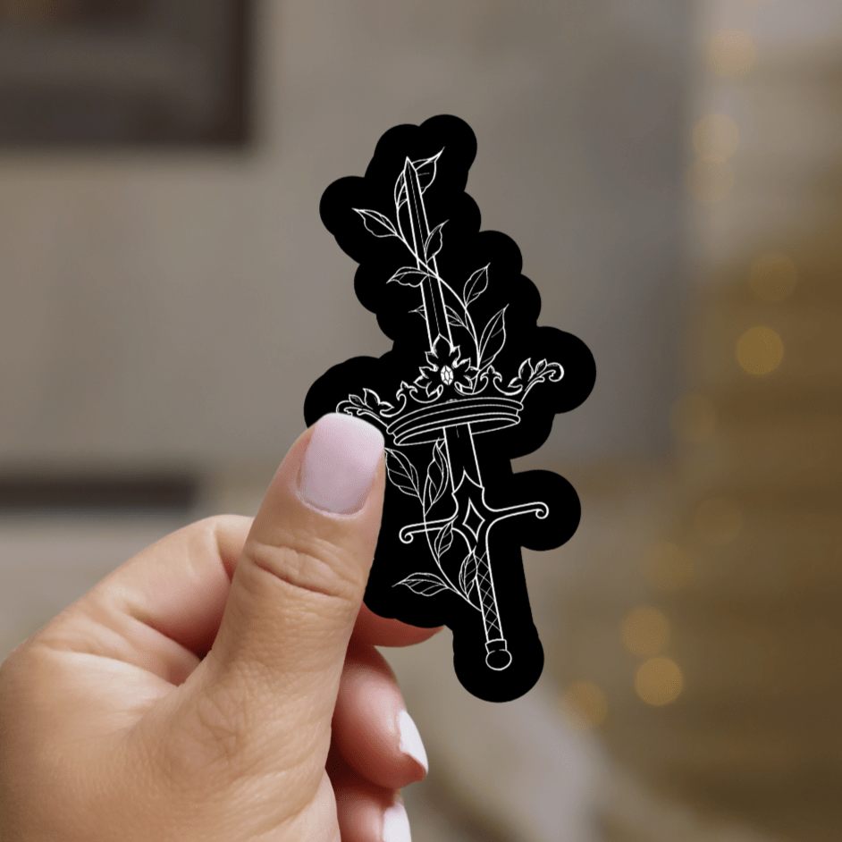 Awfullynerdy.co - Cruel Prince Inspired Crown and Sword Sticker - The Secret Garden Bookery