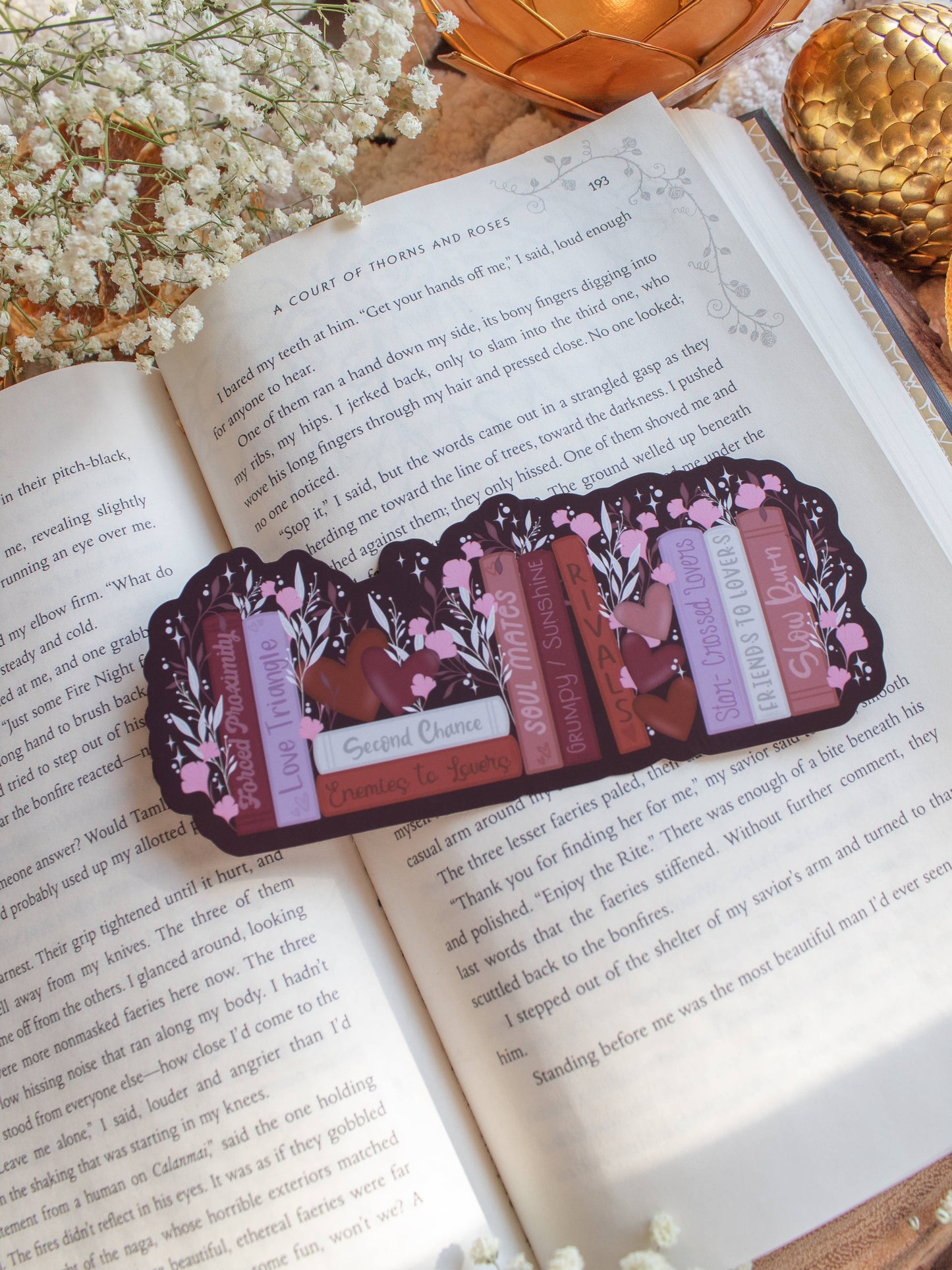 Meaggie Moos - Romance Bookshelf Die Cut Bookmark | Soft Touch - The Secret Garden Bookery