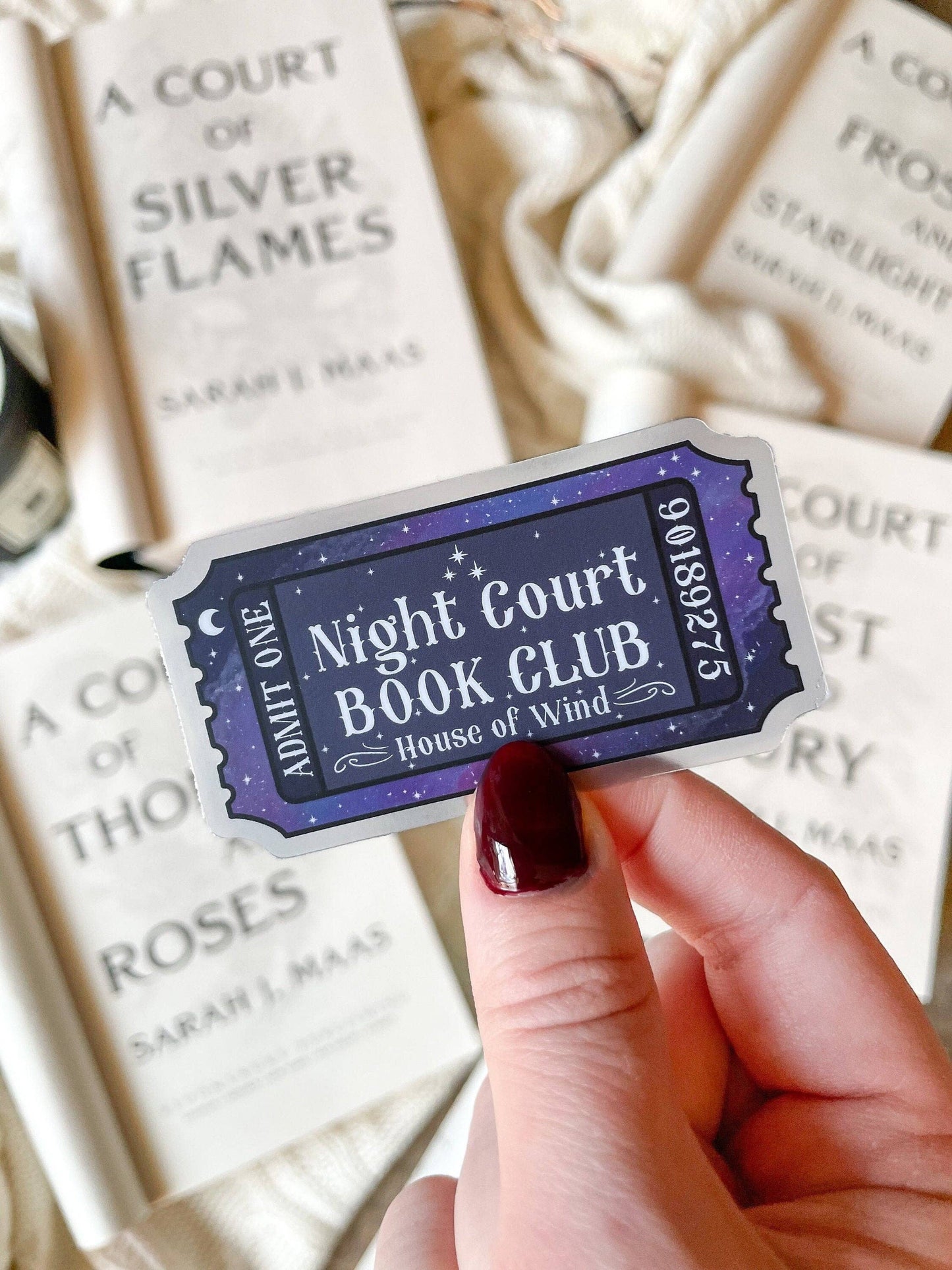 Meaggie Moos - Night Court Book Club Ticket Sticker | ACOTAR - The Secret Garden Bookery