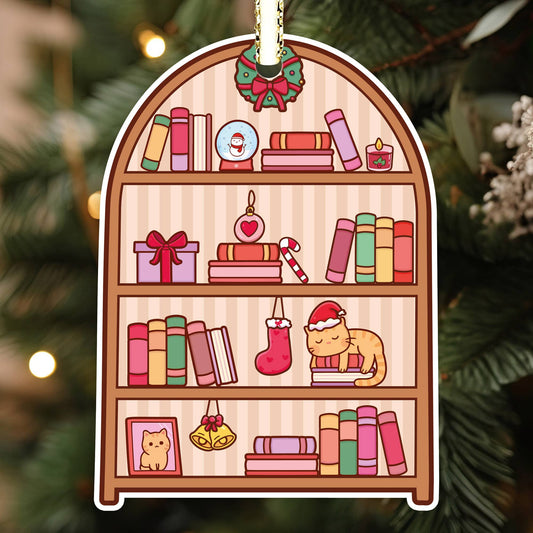 Cat Bookshelf Ornament, Bookish Gifts, Book Merch