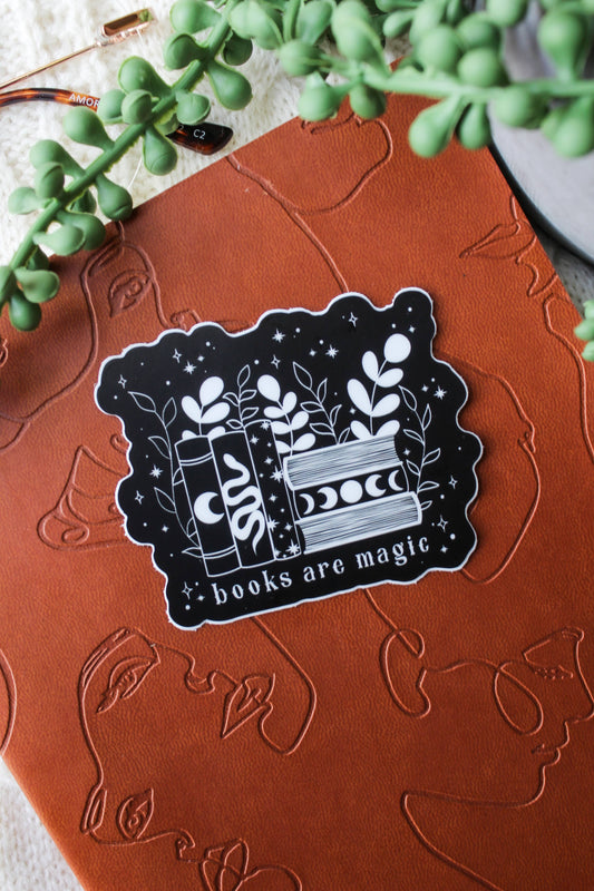 Meaggie Moos - Books Are Magic Vinyl Waterproof Sticker | Bookish Sticker - The Secret Garden Bookery