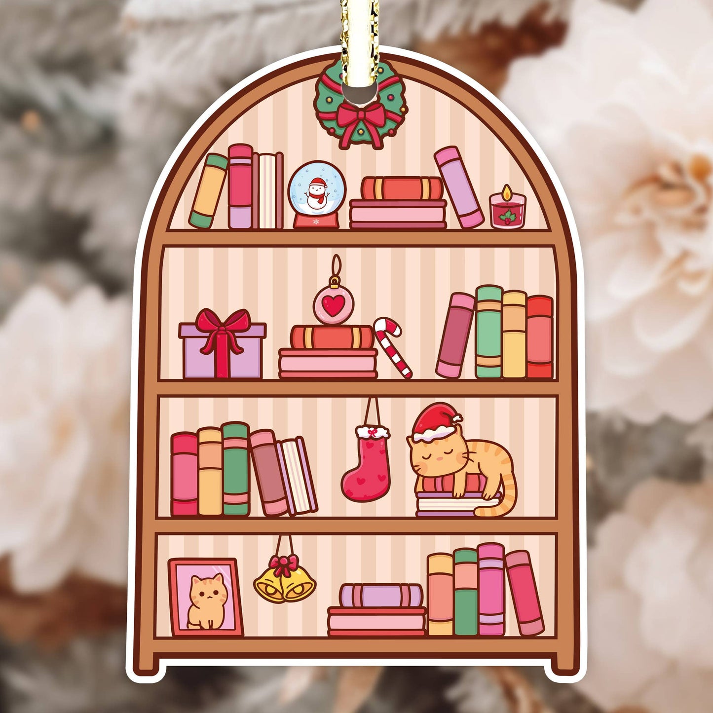 Cat Bookshelf Ornament, Bookish Gifts, Book Merch