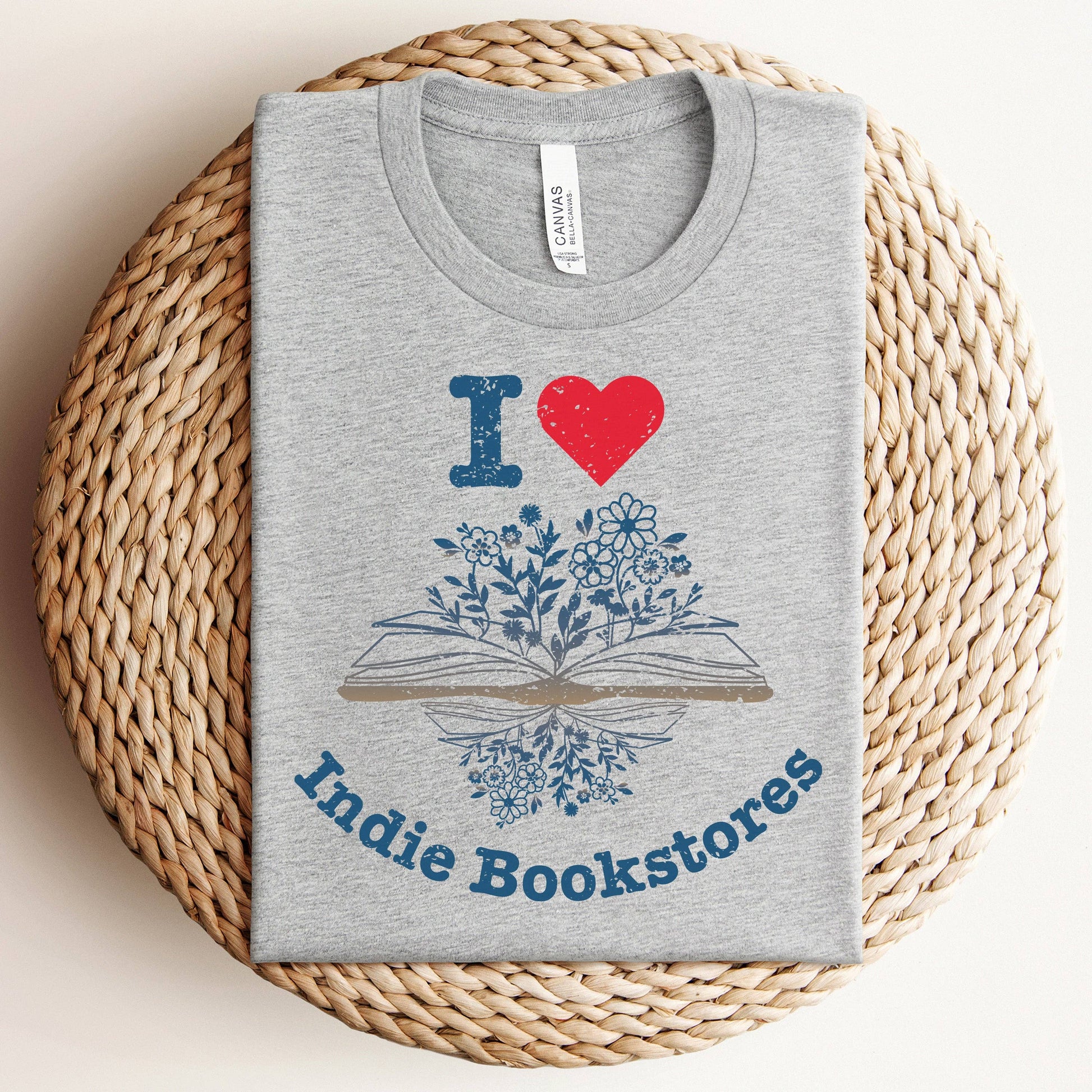 The Obstinate Octopus - "I Love Indie Bookstores" Floral Tee - The Secret Garden Bookery