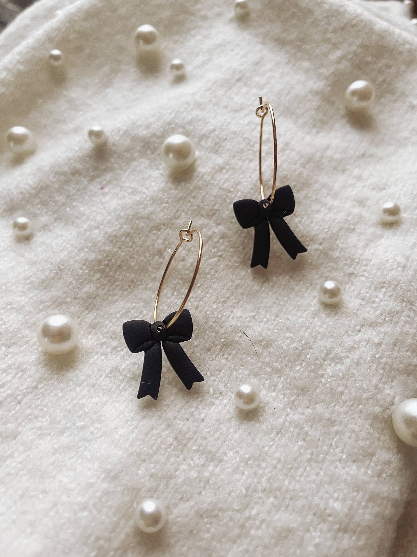 Placed by Grace - Black Bow Hoop Earrings