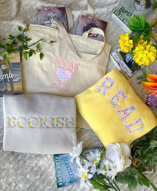 Threaded By Sabrina - Bookish Floral Spring Embroidered Sweatshirt / Book Sweashir - The Secret Garden Bookery