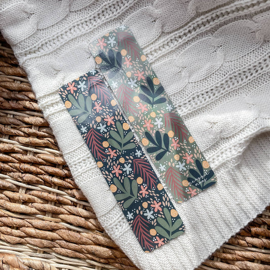 Meaggie Moos - Dark Florals Hand Drawn Bookmark 2x8 | Glossy - The Secret Garden Bookery