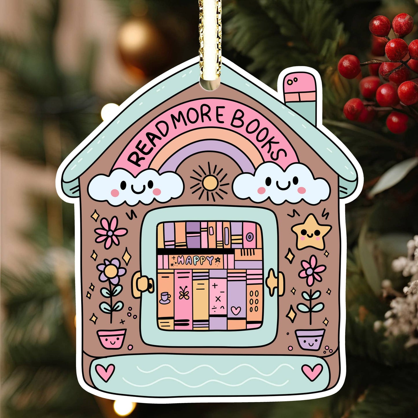 Books Christmas Ornament, Bookish Merch, Read More Books