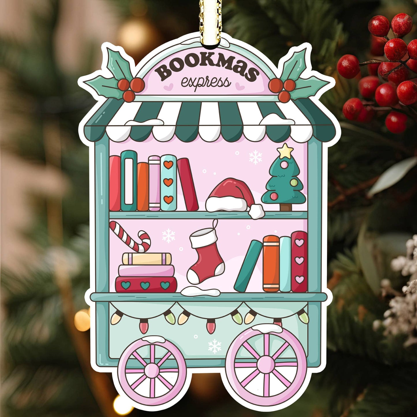 Bookish Christmas Ornament, Bookmas Express, Book Merch