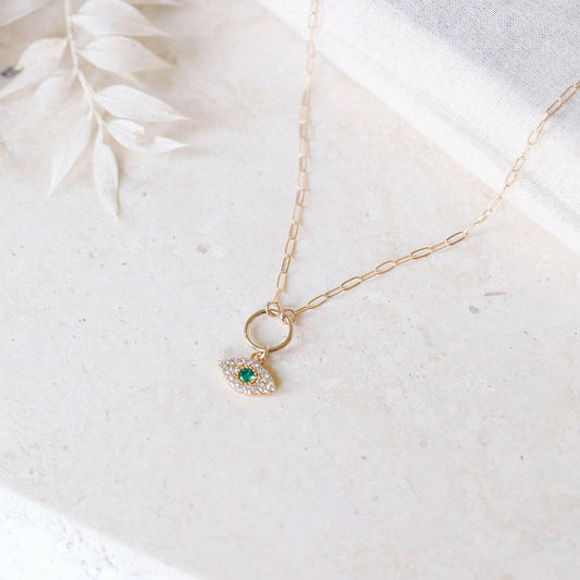 The Gilded Witch - All Eyes on You Necklace: Evil Eye Crystal Charm - The Secret Garden Bookery