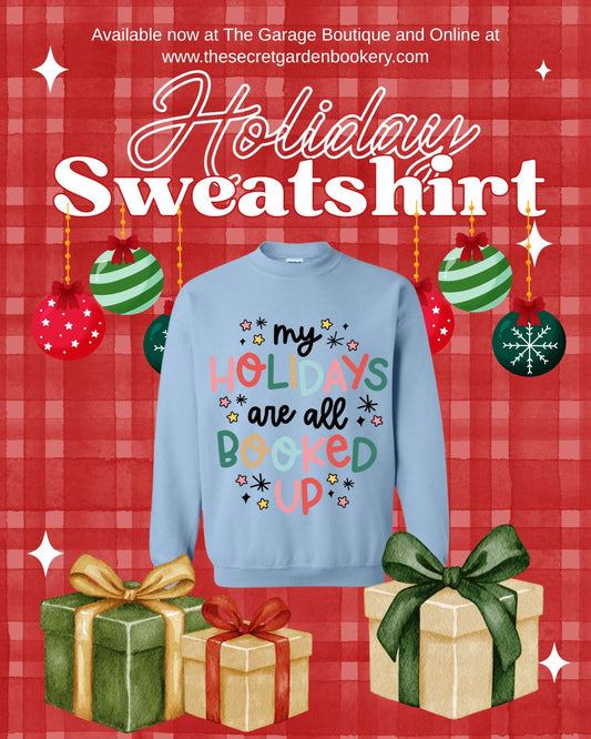 All Booked Up For Christmas Blue Sweatshirt