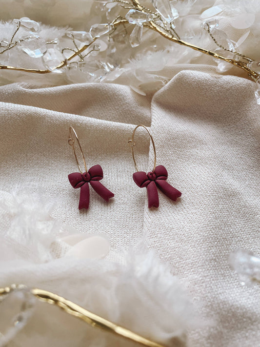 Placed by Grace - Red Bow Hoop Earrings, Christmas Earrings, Christmas Gifts