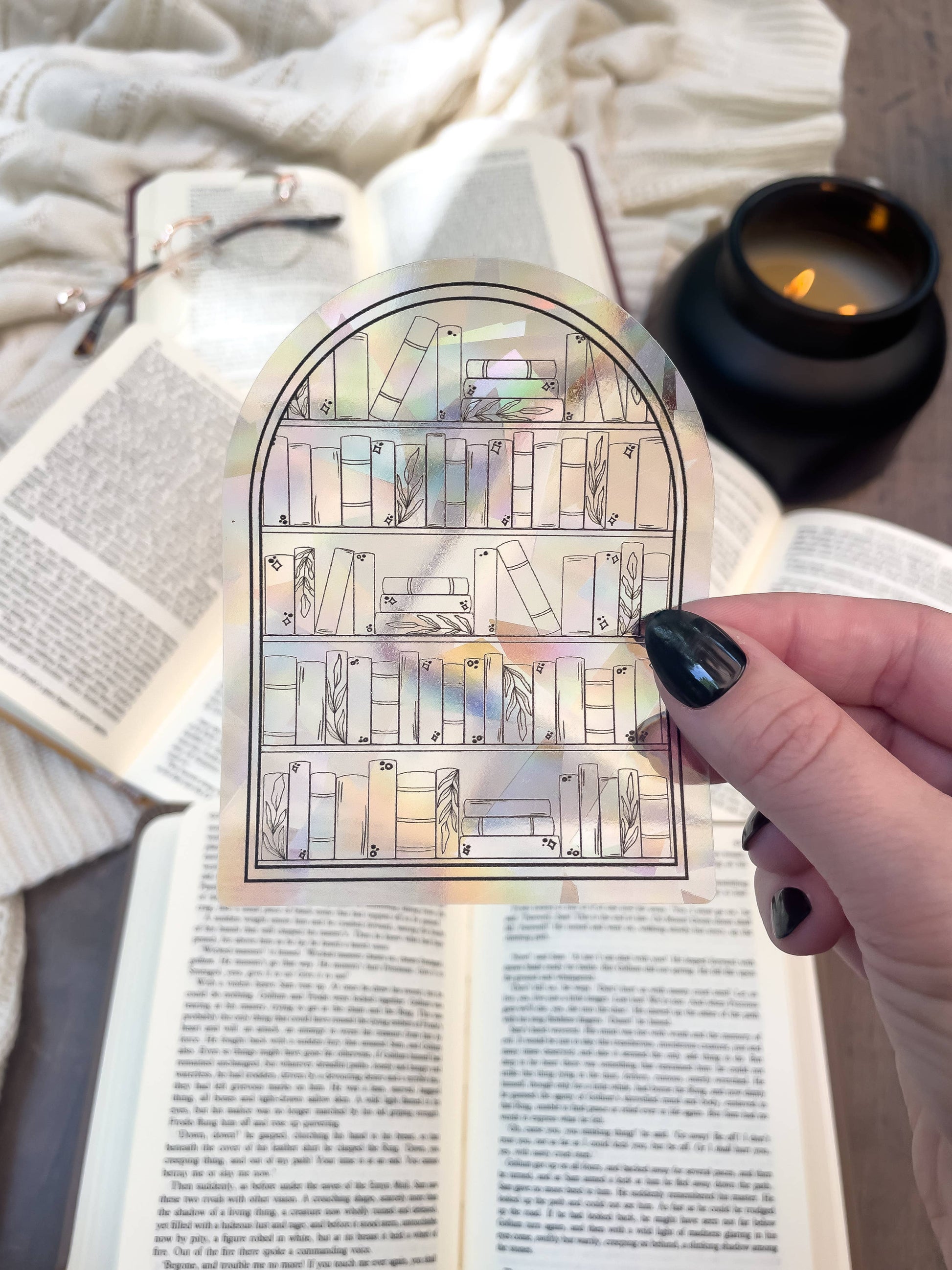 Meaggie Moos - Magical Bookshelf Sun Catcher Window Sticker - The Secret Garden Bookery