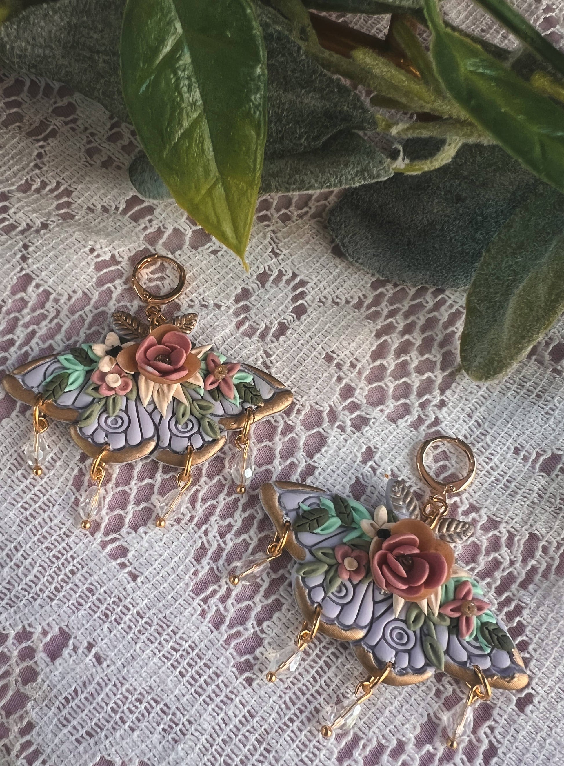 Sugar Bird Jewels - Tea time Victorian floral moths  - The Secret Garden Bookery